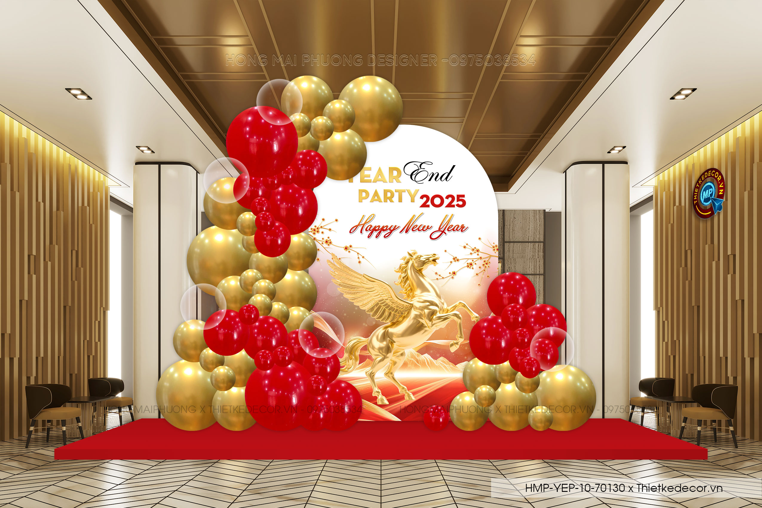 File thiết kế trang tr Tất nioeen- Year end Party . Backdrop checkin Tết.